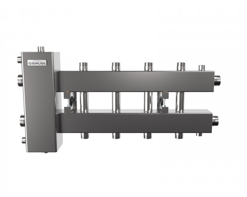 Гидрострелка с коллектором на 5 контуров BMSS-150-5DU (нерж., до 150 кВт, подкл. котла G 1½″, 2+2 контура G 1″, боковой контур G 1½″)